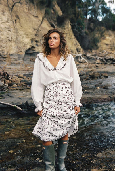 The Caroline Skirt in Regatta Embroidery