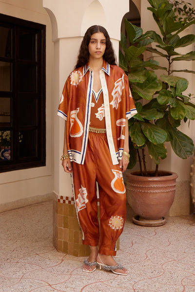 The Soleil D'Amour Silk Tapered Silk Pant