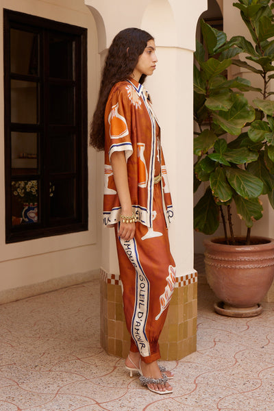 The Soleil D'Amour Silk Tapered Silk Pant