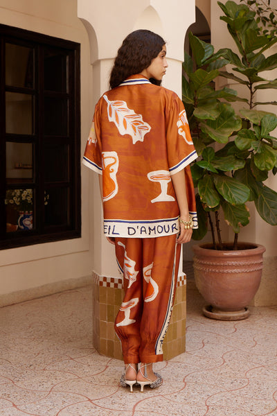 The Soleil D'Amour Silk Tapered Silk Pant