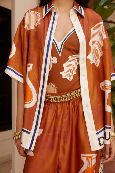 The Soleil D'Amour Silk Tapered Silk Pant