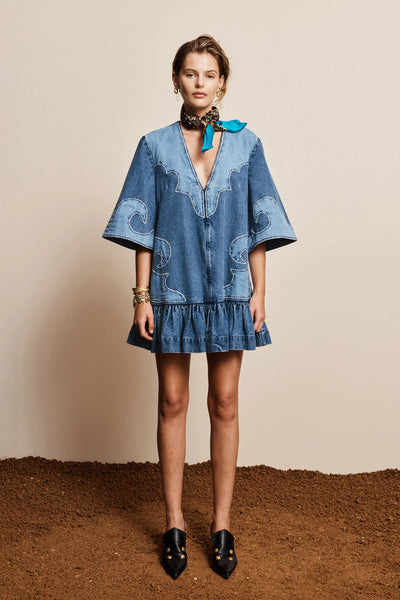 The Jesse Denim Appliqué Mini Dress