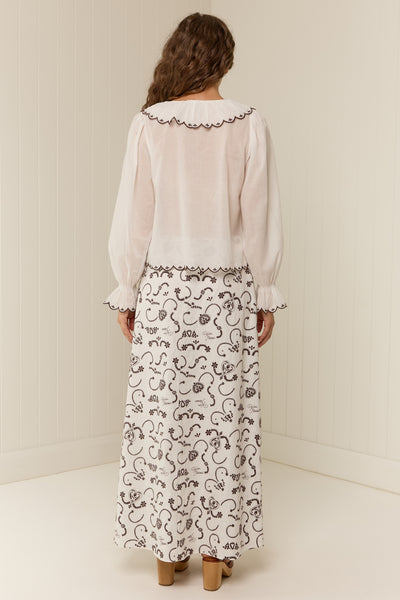 The Caroline Skirt in Regatta Embroidery