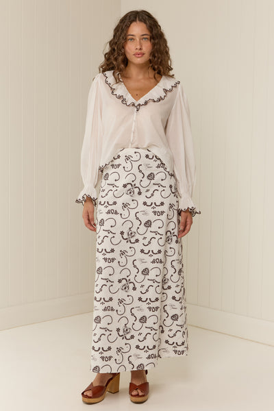 The Caroline Skirt in Regatta Embroidery