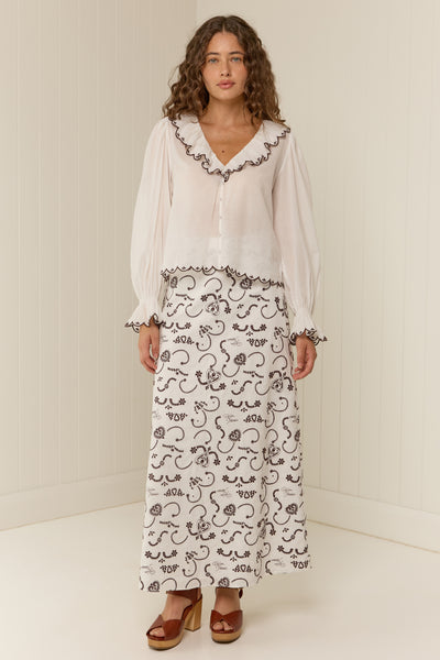 The Caroline Skirt in Regatta Embroidery