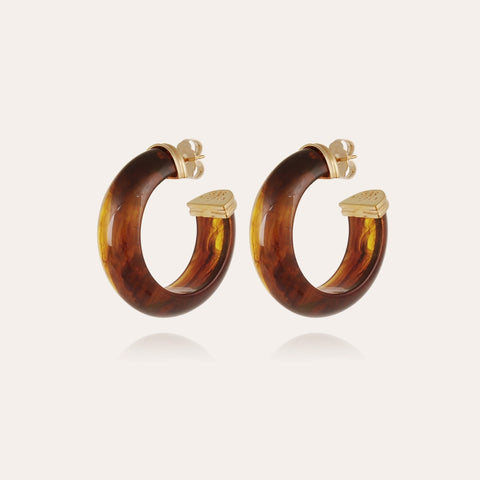 The Abalone Acetate Earrings in Brown