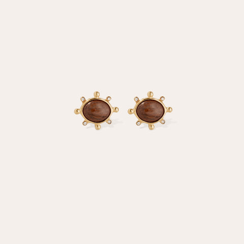 The Tiki Stud Earrings in Wood